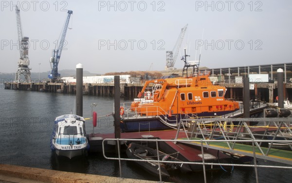 RNLI lifeboat in the harbour, Falmouth, Cornwall, England, UK