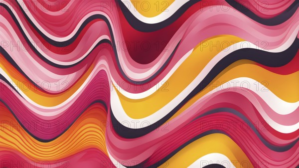 Seamless abstract pattern of vector fluid curved lines creating a dynamic ripple effect in vibrant