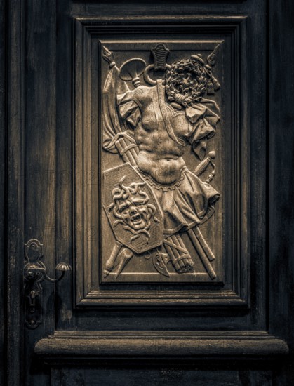 Historic inlays on the doors of the German Historical Museum, Berlin, Germany, Europe