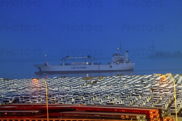 Parking space for import vehicles, hundreds of Hyundai Ioniq, electric cars, waiting for onward