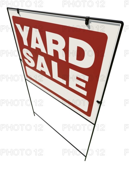 Left facing yard sale real estate yard sign isolated on a white background