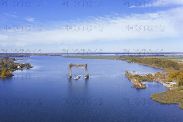 Centre section of the Karnin Lift Bridge, Hubbrücke Karnin in the Peenestrom, former railway bridge