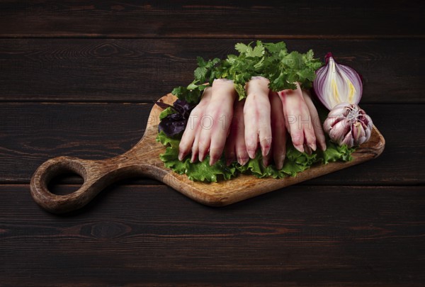 Raw, pig's feet, young piglet, piglet's hooves