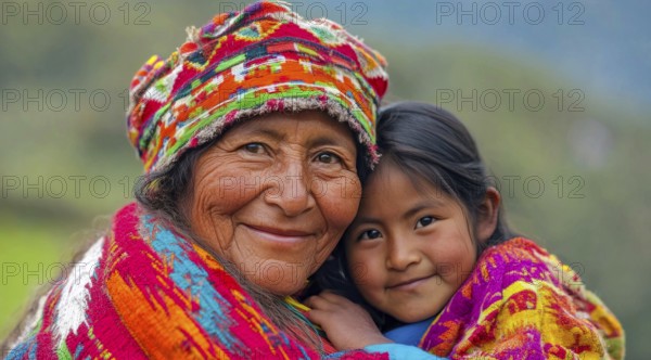 Indigenous peoples of Andes and South America in national clothes., AI generated