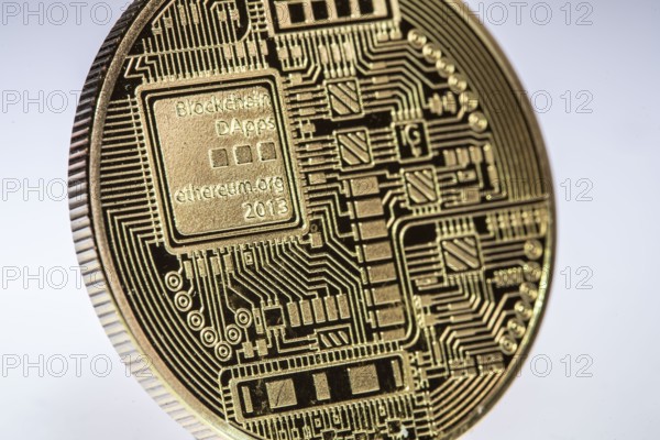Ethereum, ETH, cryptocurrency, symbol coin, optical placeholder for the digital currency,