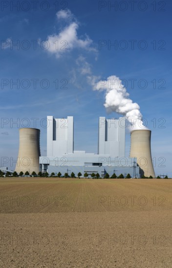 The RWE lignite-fired power plant Neurath, near Grevenbroich, Germany, largest German coal-fired