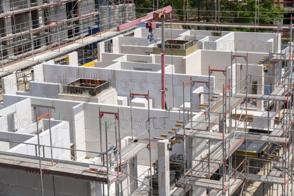 Building site, new construction of apartment blocks, shell construction, Essen, North