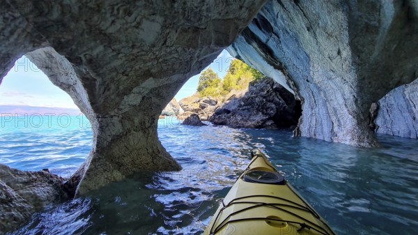 Capillas de Marmol in Lago General Carrera in Patagonia on the Carretera austral, Patagonia, Chile,