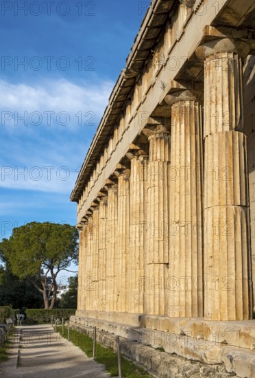 Doric colonnade of the Temple of Hephaestus, Ancient Agora of Athens, Greece, Europe