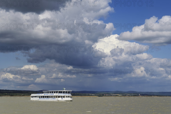 Bicycle ferry on Lake Neusiedl, Illmitz, Seewinkel National Park, Burgenland, Austria, Europe