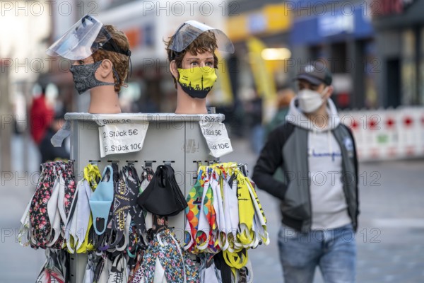 Protective masks pop-up store in the city centre, shopping street Westenhellweg, shopping street,