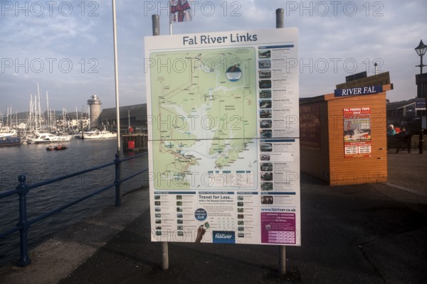 Map of River Fal transport links Prince of Wales pier, Falmouth, Cornwall, England, UK
