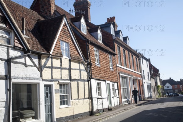 Historic buildings in Silverless Street, Marlborough, Wiltshire, England, UK