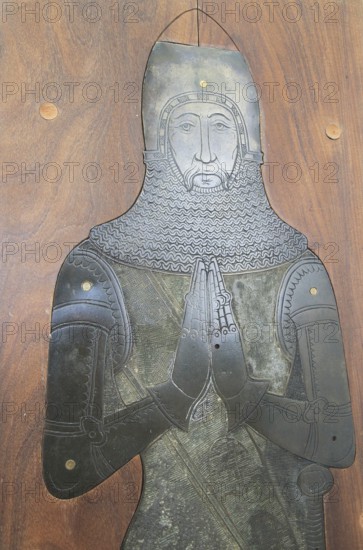 Brass memorial Sir John Wingfield circa 1389, church of Saint Mary, Letheringham, Suffolk, England,