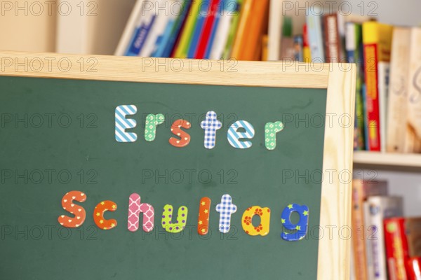 Blackboard with the inscription First day at school
