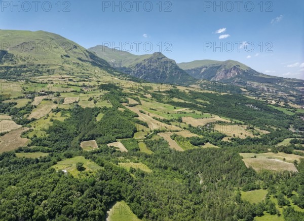Mountain landscape near Montemonaco in the Marche Apennines. Arquata del Tronto, Ascoli Piceno,