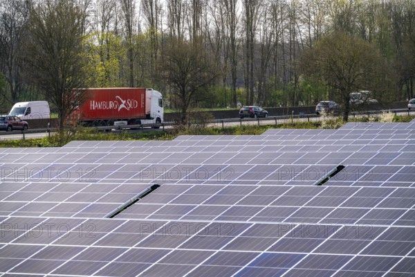 Solar park near Neukirchen-Vluyn, along the A40 motorway, over 10, 000 solar modules spread over 4