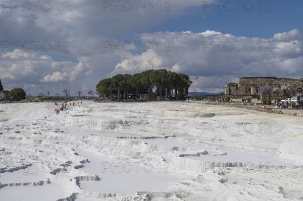 Sintered limestone terraces of Pamukkale, Pamukkale, Denizli province, Aegean region, Turkey, Asia