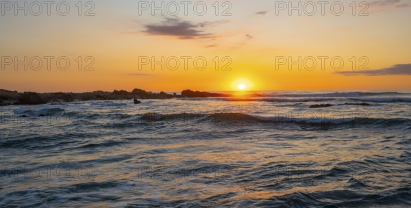 Sunset over the sea, coast near Montezuma, Nicoya Peninsula, Puntarenas Province, Costa Rica,