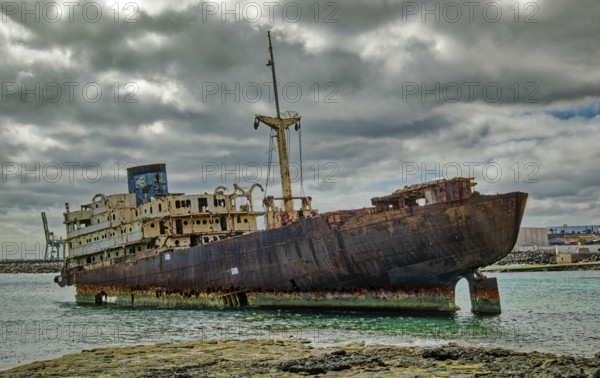 Shipwreck off Arrecife, Lanzarote, Canary Islands, Canary Islands, Spain, Europe
