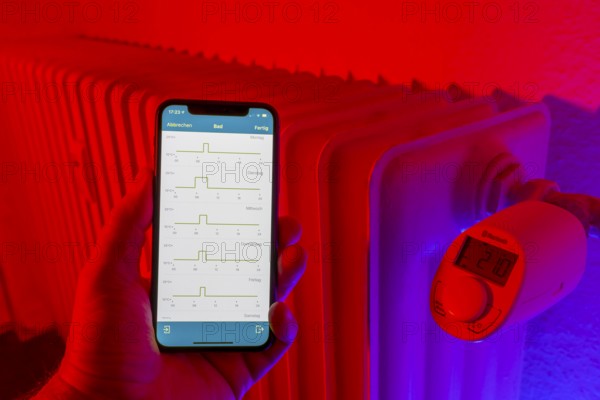 Smart Home application, control of heating, room temperature via Bluetooth, mobile phone,