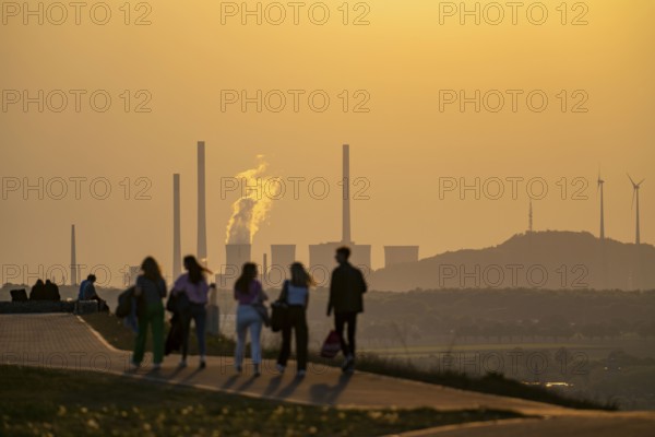 Evening atmosphere on the Hoheward spoil tip, the largest spoil tip in the Ruhr area, between