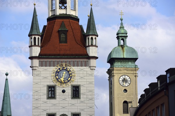 Europe, Germany, Bavaria, City of Munich, City Centre, Marienplatz, Old Town Hall, Town Hall Tower,
