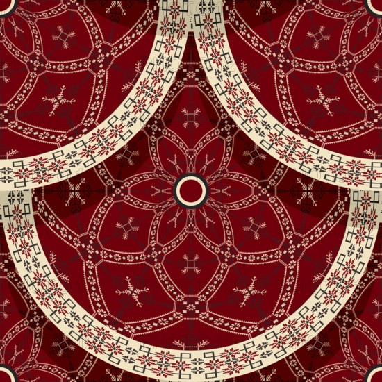 Seamless Latvian embroidery circular pattern, vector template for your design