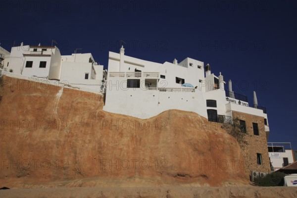 Houses and hotels on the cliffs of Albufeira beach in the Algarve, Portugal, Europe