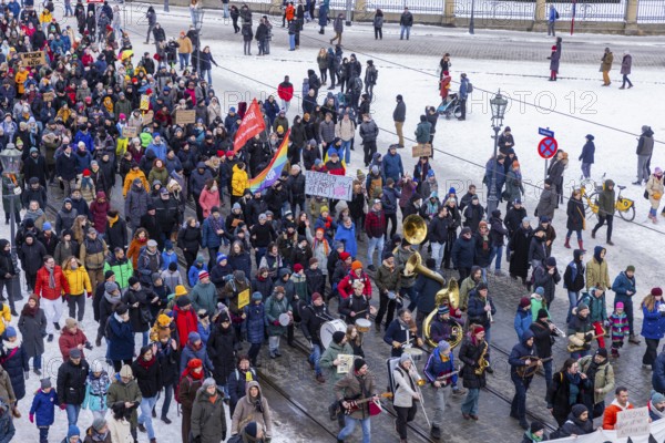 Several thousand people protested on Sunday in Dresden and elsewhere, against the AfD and in favour