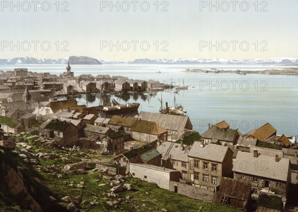 From St. Hanshaugen, Hammerfest, Norway, View from 1885, Historical, digitally restored
