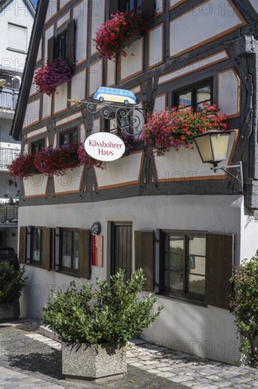 Historic half-timbered house in the old town of Ulm, Kässbohrer Haus in the fishermen's quarter,