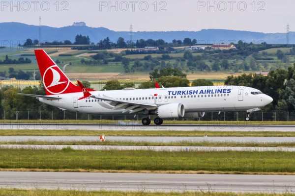 A Boeing 737 MAX 8 aircraft of Turkish Airlines with the registration TC-LCM at Stuttgart Airport,