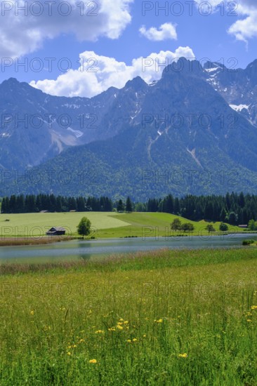 Schmalensee with Karwendel, near Mittenwald, Werdenfelser Land, Upper Bavaria, Bavaria, Germany,