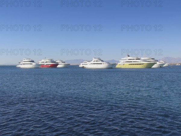Yachts, excursion boats off Hurghada, Egypt, Africa