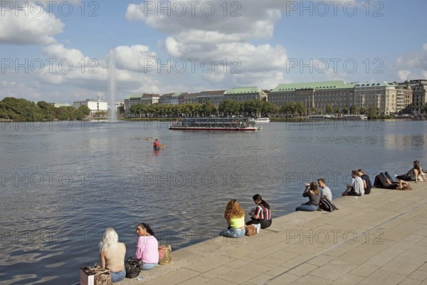 Europe Germany Hanseatic City of Hamburg City, Inner Alster Lake, Jungfernstieg landing stage,