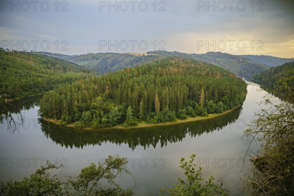 View of the river Saale (the so-called Saale loop) in the Thuringian Slate Mountains nature park