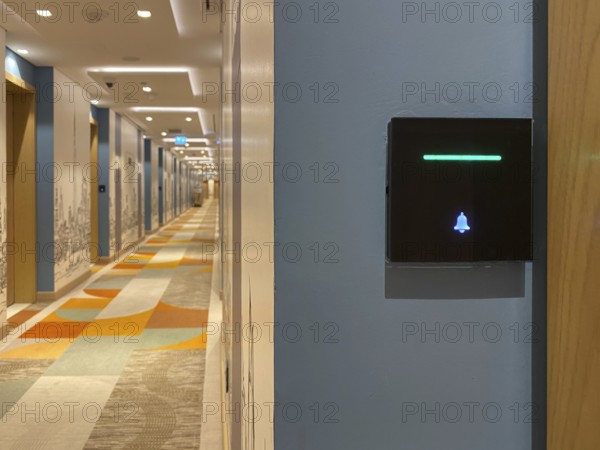 Interior view control panel doorbell, room service, room service, cleaning, green, corridor, Hotel