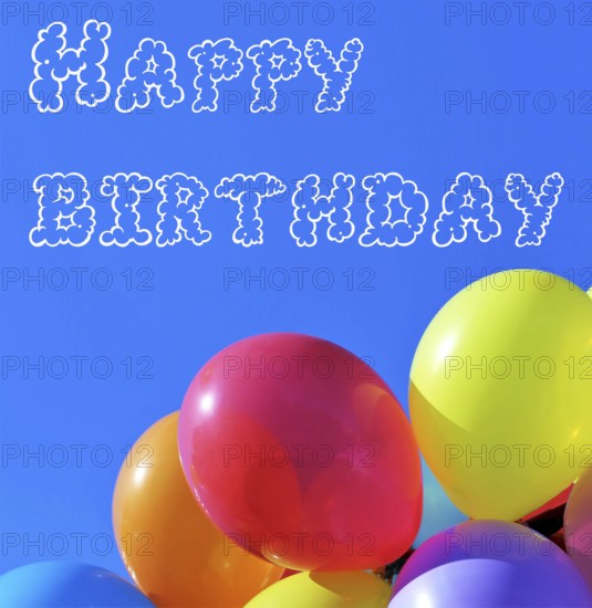 Greeting card for birthday with balloons