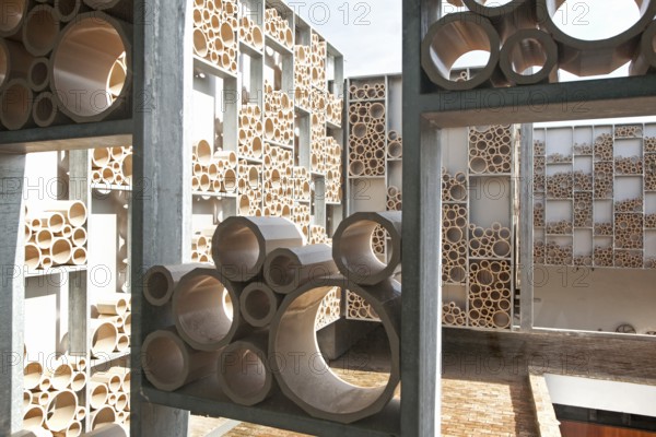 Abstract patterned wall in ceramic tile museum, Centro Ceramica, Triana, Seville, Spain, Europe