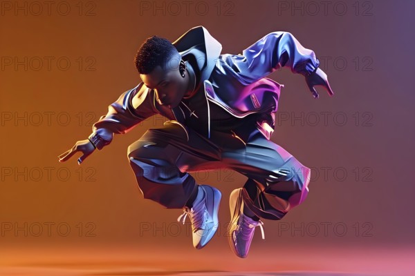 Olympic breakdancer transformed into fluid abstract shapes, AI generated