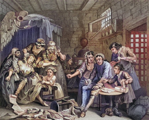 The Rakes Progress Prison scene From the original picture by Hogarth from The Works of Hogarth