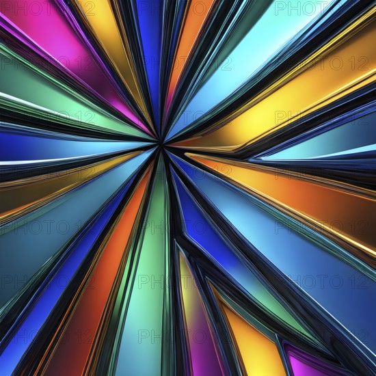 3d rendering of vibrant colored abstract changing glass design in an ornament structure, AI