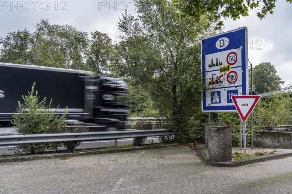The border crossing Straelen, between Germany and the Netherlands, motorway A40 and A67 in NL,