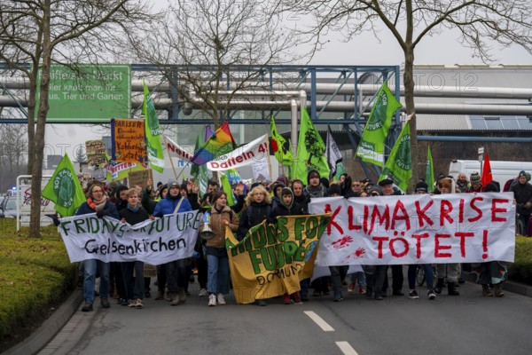 Protest action by the Fridays For Future movement at the Datteln 4 coal-fired power plant, against