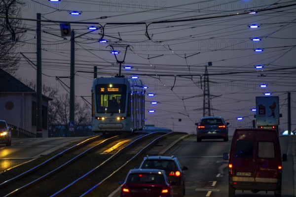 The Blue Ribbon, a light installation along Kurt-Schumacher-Straße, in Gelsenkirchen Schalke, 2.7