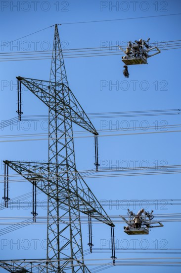 Construction of a new line route, 380 KV extra-high-voltage line between Osterath and Gohr, near