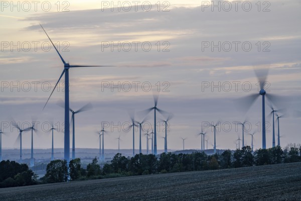 Wind farm, south of the village of Helmern, belongs to Bad Wünnenberg, Paderborn district, OWL,