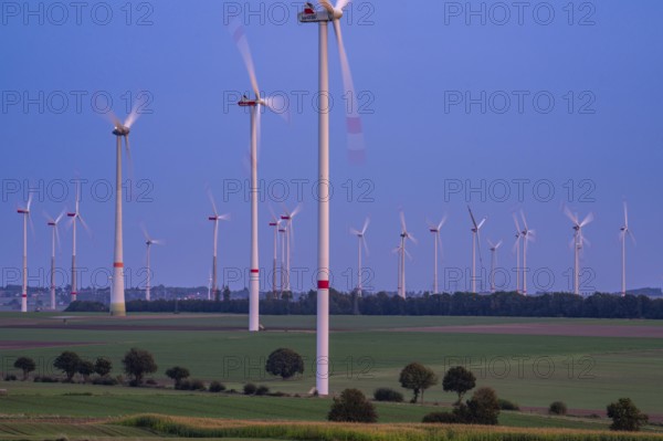 Wind farm, south of the village of Helmern, belongs to Bad Wünnenberg, Paderborn district, OWL,