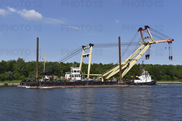 The 600 tonne floating crane, salvage crane, ship crane, crane ship, crane ENAK in the Kiel Canal,